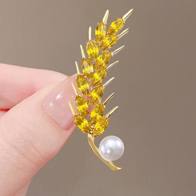 Luksusowa Broszka z Perłą w Kształcie Kłosa Pszenicy dla Kobiet, Wysokiej Klasy Temperament, Pin do Garnituru z Poczucie Designu, Nisza, Korsarz z Biżuterią
