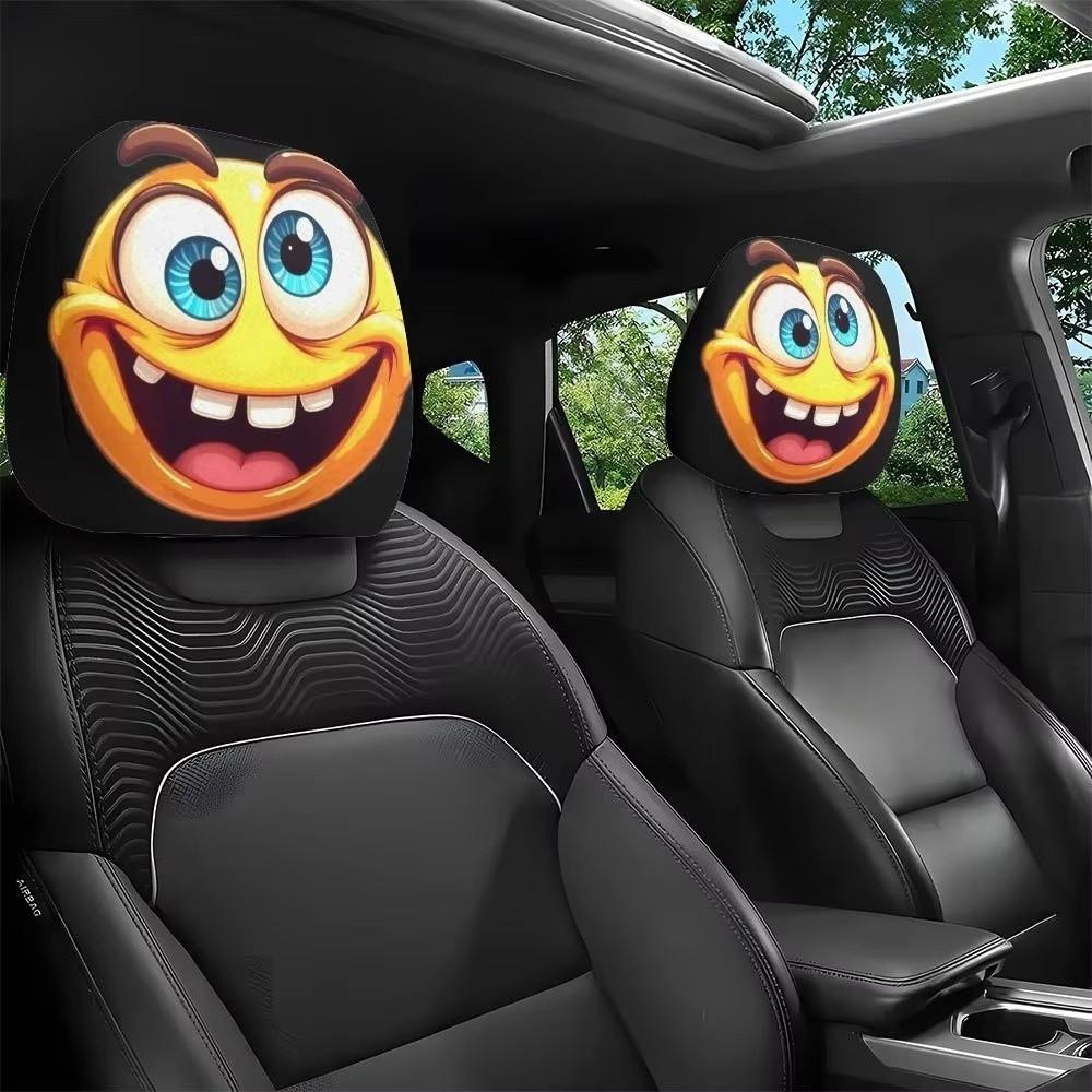 2Pcs Exaggerated Car Pillowcase Cartoon Car Seat Headcover Car Headrest Covers  Gift for Car Lover