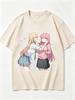 2026 New Unisex Crew Neck Casual Short Sleeve Cross Anime Print of Marin Kitagawa and Hitori Gotoh Pinching Cheeks TShirt