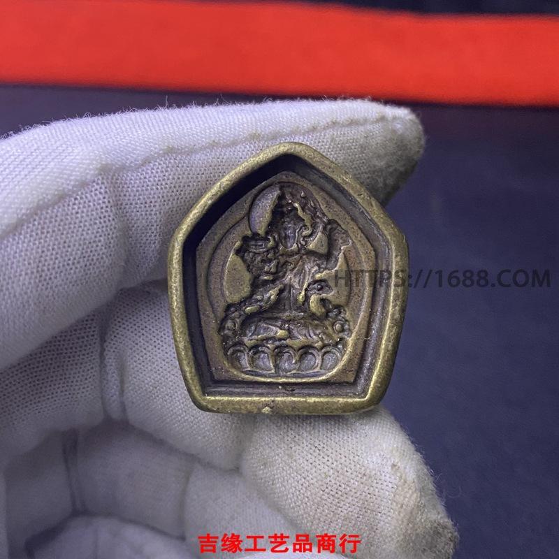 Tibetan Style Buddha Statue Mold Brass Antique Office Study Desk Decoration Square Lion Copper Seal