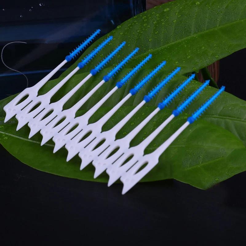 20/40 stk Myke Silikon Interdentalbørster Tannpirkere Dobbel Tanntrådshode Munnhygiene Munnpleieverktøy