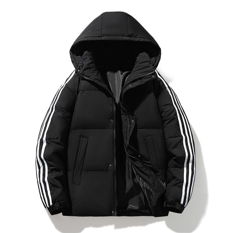 Jachetă cu glugă și puf Adidas Unisex cu Trei Benzi - Palton de Iarnă Trendy