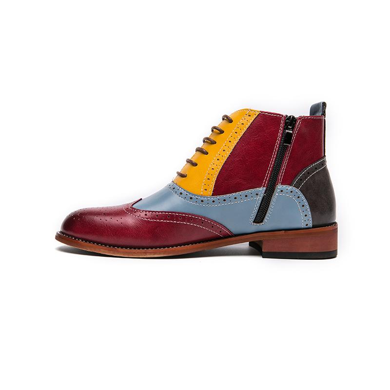 Fashion New Mixed Colors Zipper Men Ankle Boots Square Toe Lace-up Ankle Strap Handmade Frees Shipping Botas De Hombre Men Boots
