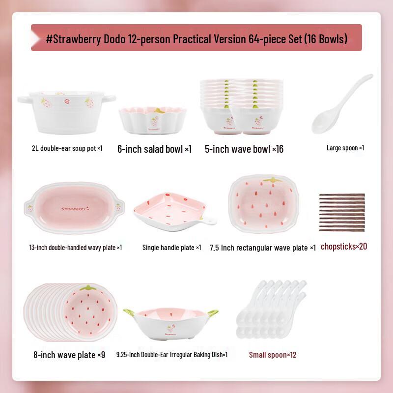Kangmo Strawberry Ceramic Dinnerware Set