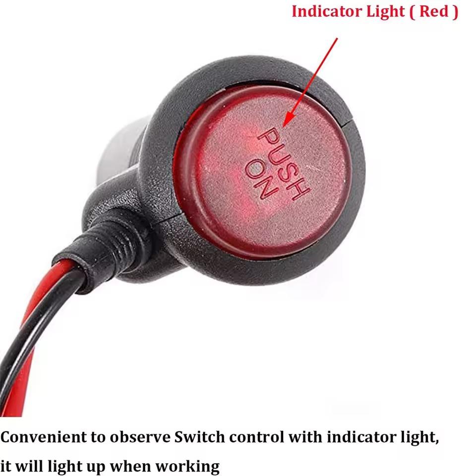 12V 24V Male Auto Car Motorcycle Cigarette Lighter Socket Plug Connector On Off Switch 1m Universal Connector Switch