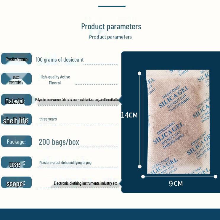 100g Essiccante Non Tessuto per Abbigliamento, Elettronica, Ferramenta e Sacchi Industriali - Agente Impermeabile all'Umidità.