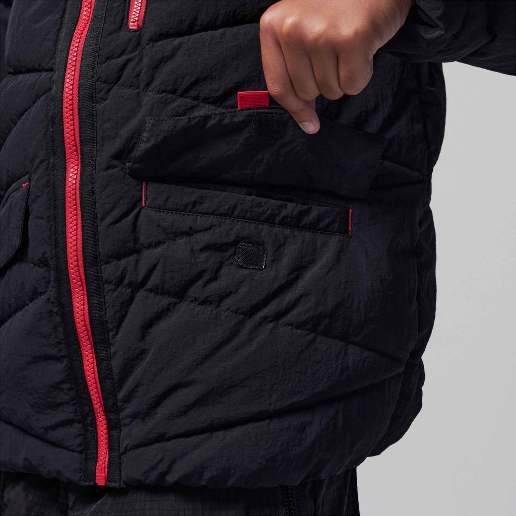 Jordan Kids Side Letter Design Detachable Hooded Casual Down Jacket Kids Outerwear Black FB1671-010