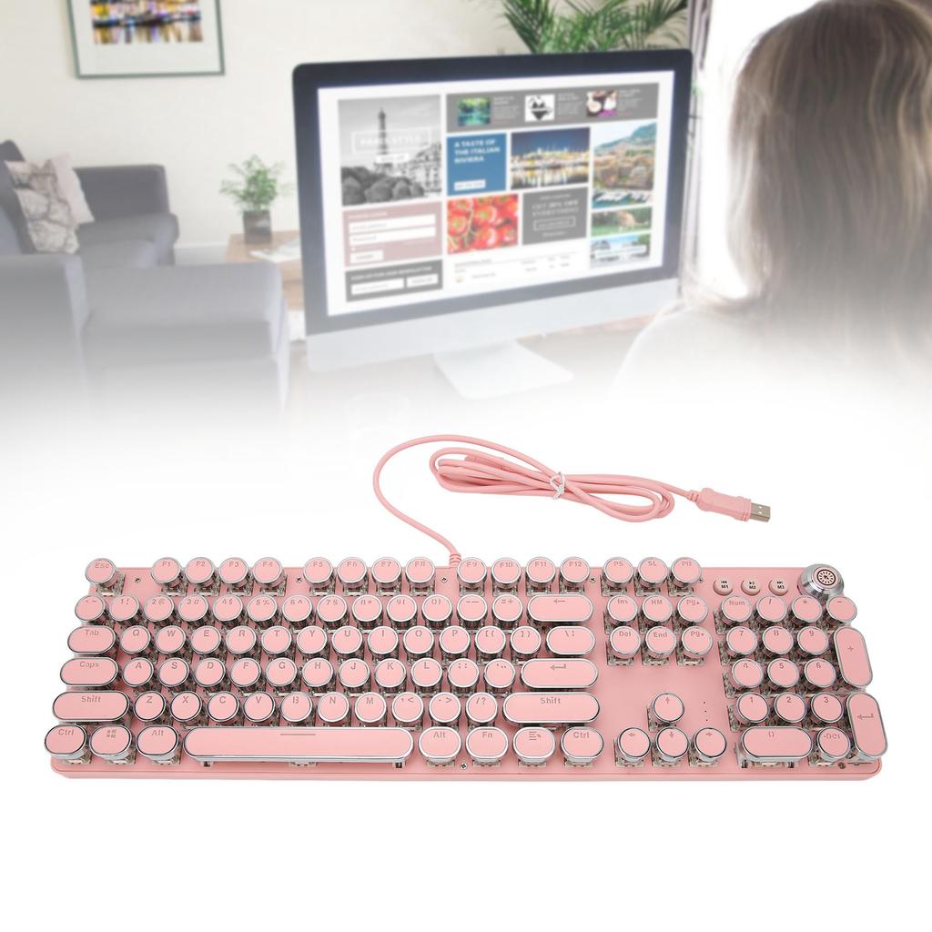 Mechanical Keyboard 104 Keys Real Mechanical Shaft Blue 2 Colors Injection Wired Multi Mode Keyboard Gaming
