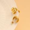 Korean Style Stainless Steel C-Shaped Earrings: Simple, High-End Wide Surface Studs for Women