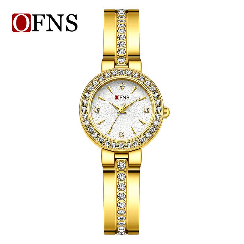 OFNS Douyin Women's Fashion Quartz Watch with Diamond Inlaid Mother-of-Pearl Dial and European-American Bracelet