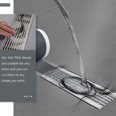 Self-Adhesive Floor Drain Stickers Cutable Shower Drain Hair Catcher Disposable Mesh Sink Strainer Filter Screen Sticker