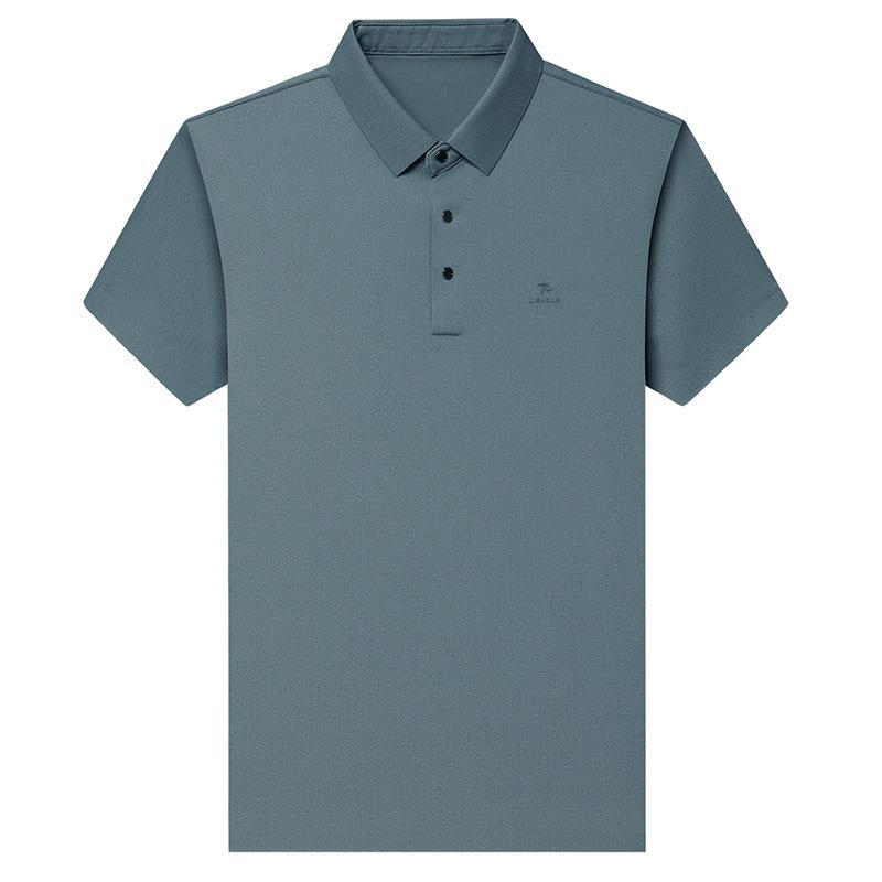 Polohemd Sommer Eis-Seide Reverskragen Kurzarm-Oberteil Herren Sommer Casual Kurzarm-T-Shirt