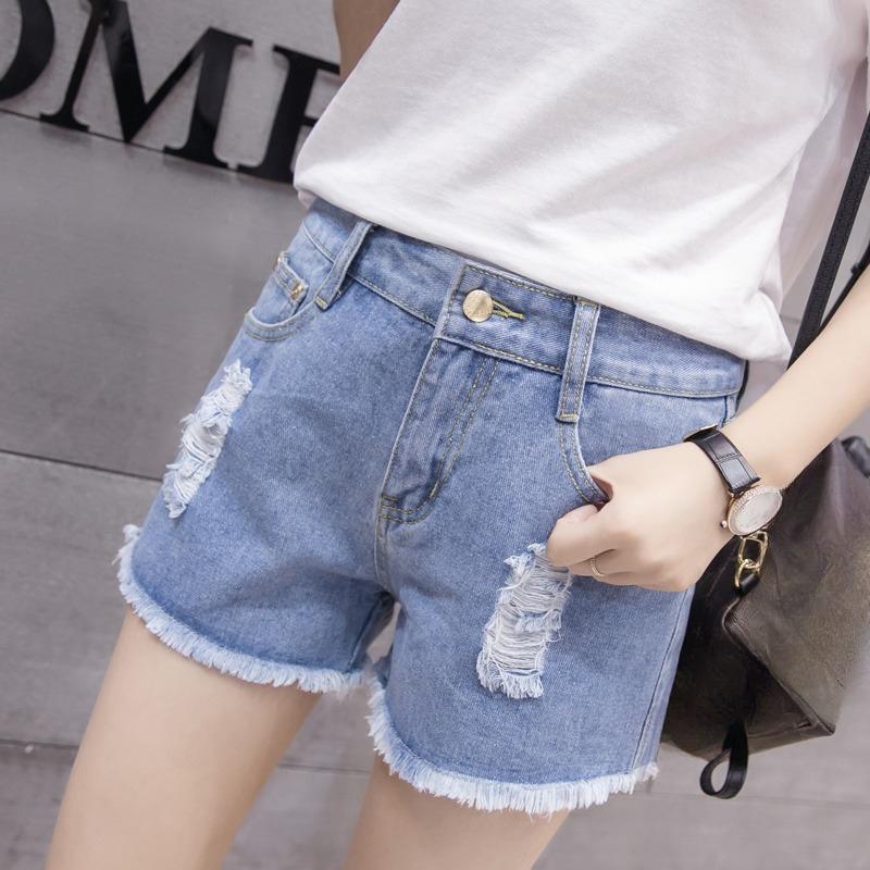 Vintage Blue Wide leg Denim Shorts for Women Summer Casual Sexy High Waist Ripped Jeans Shorts Female Solid Loose Plus Size Lady Shorts 24206