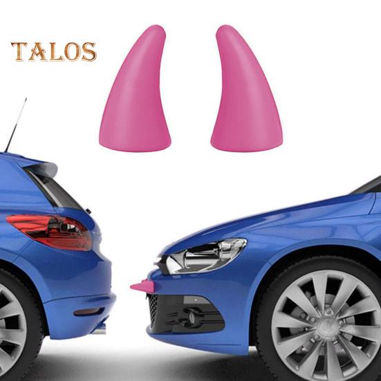 1 Pair Car Devil Horn Sticker 3D Automotive Roof Decoration Front Rear Bumper Guard Anti Collision Protector Waterproof Sunproof Universal Vehicle