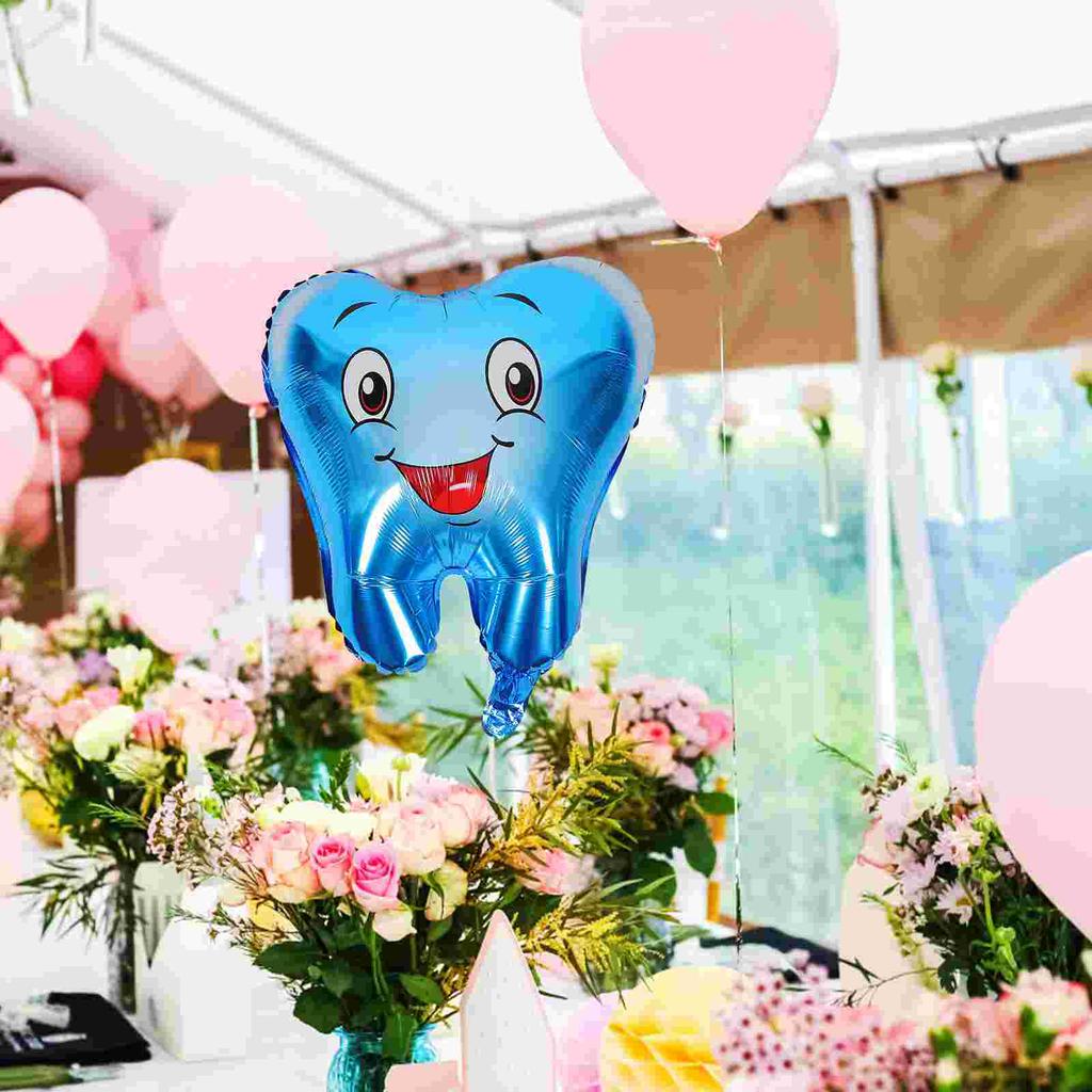 4 Pcs Tooth Balloon First Balloons Baby Shower Portable Dental Inflatables Aluminum Film Party Child