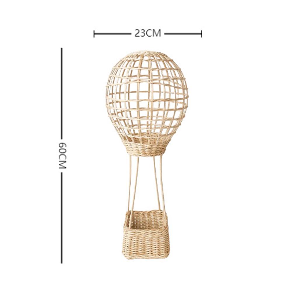 Pastoral Hand-woven Valentine s Day Children s Room Wall Hanging Rattan Hot Air Balloon Flower Basket Wall Decoration Basket