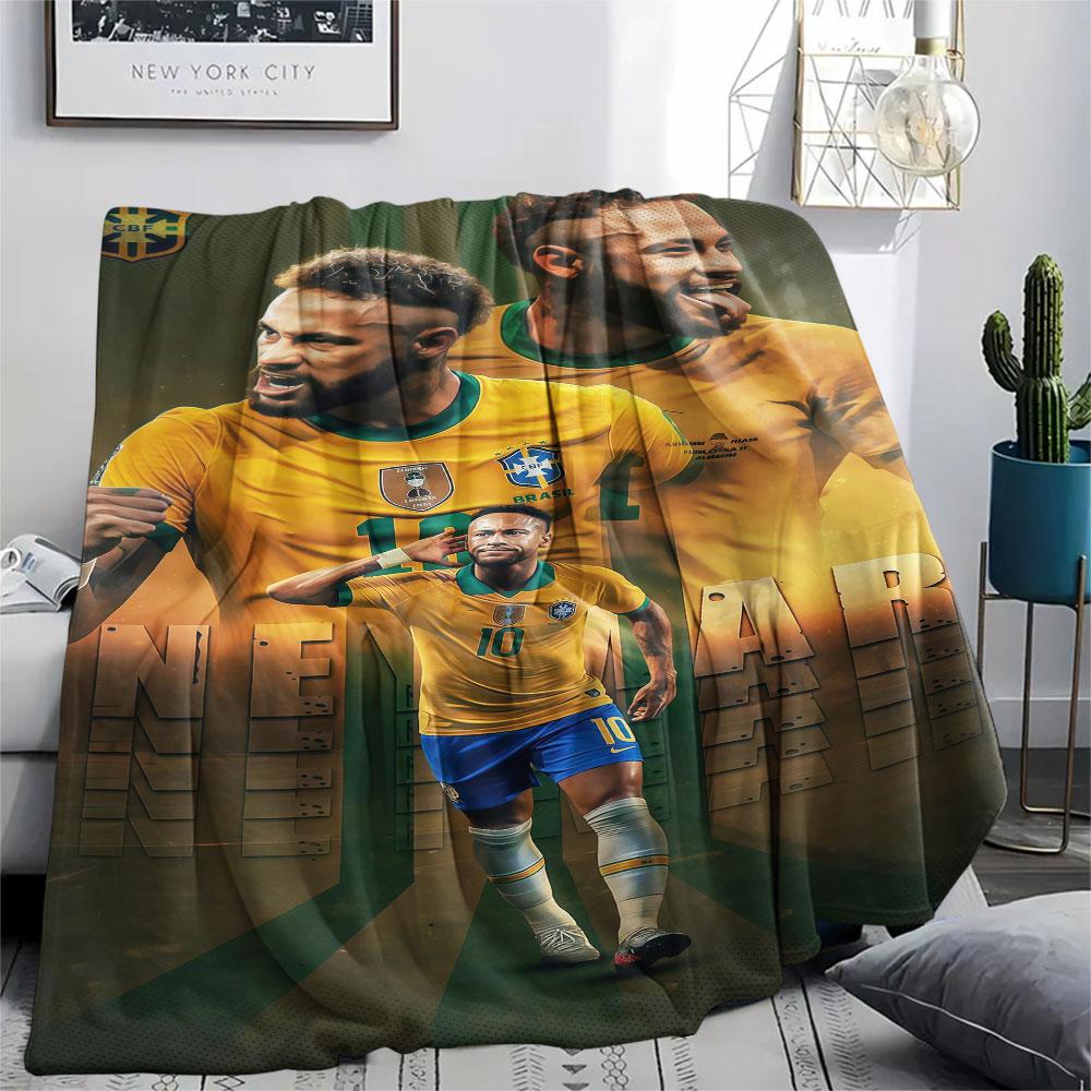 1PC Neymar Jr Patterned Flannel Blanket Suitable For All Seasons for Home Decor Warmth and Comfort Gifts Holiday Present