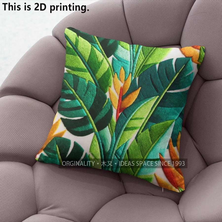 Tropical Leaves Floral Pillow Covers Pattern Cushion Cover Suitable for Sofa Bedroom Car Pillow Cover