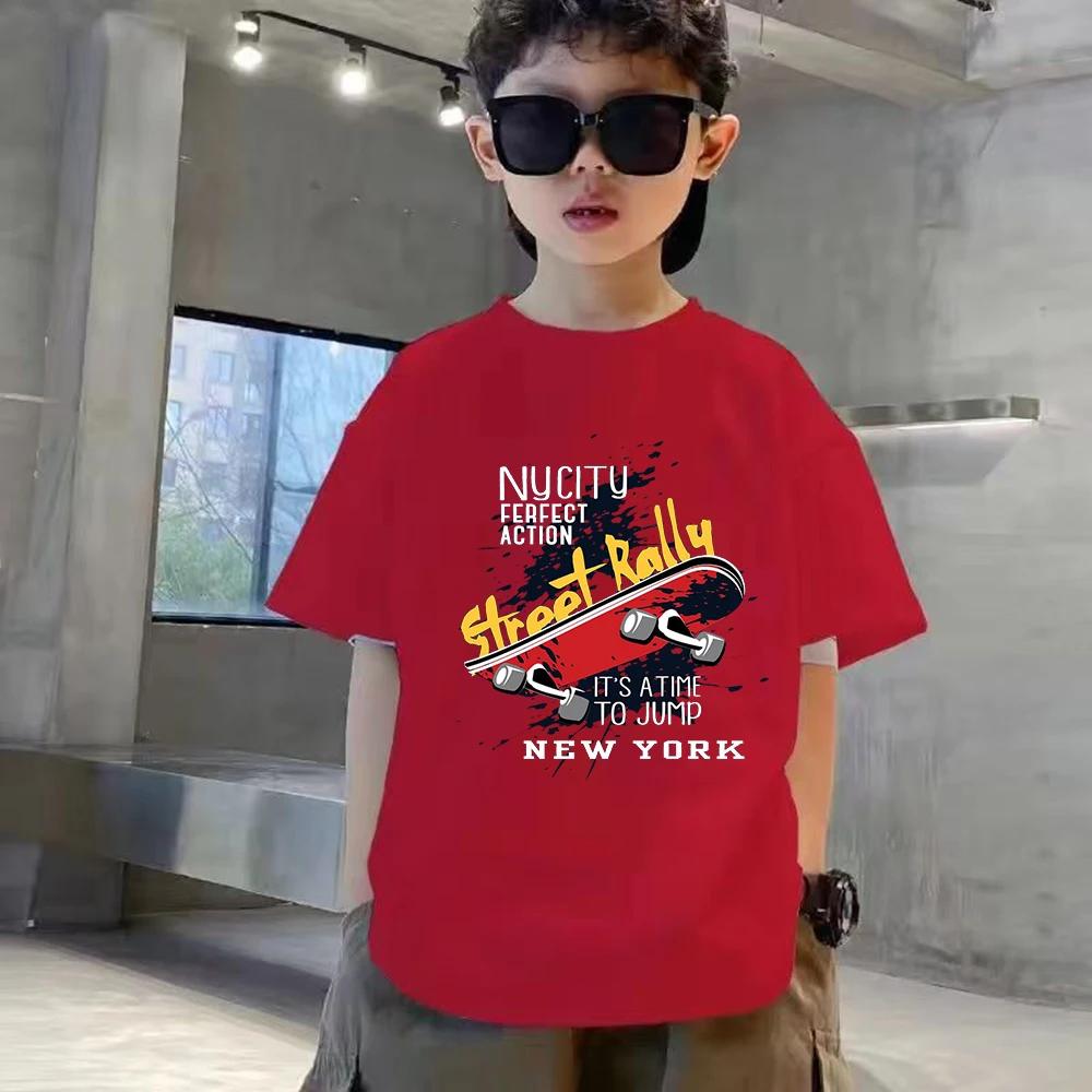Summer Breathable Cotton Children TShirt Design Fashion Scooter Print Boys Tees Top Kid Clothes Short Sleeve Teenagers Tshirts