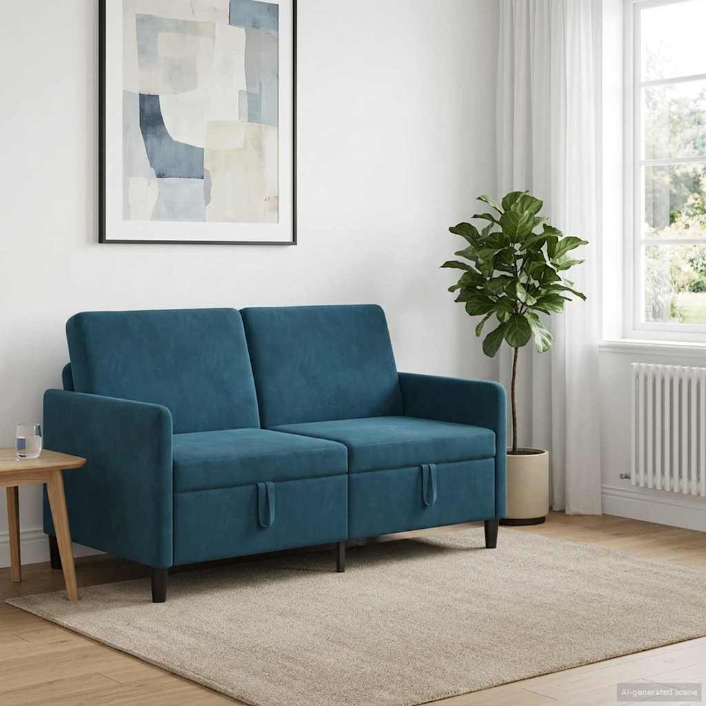 Blue Storage Sofa 152 x 78 x 87 cm Polyester