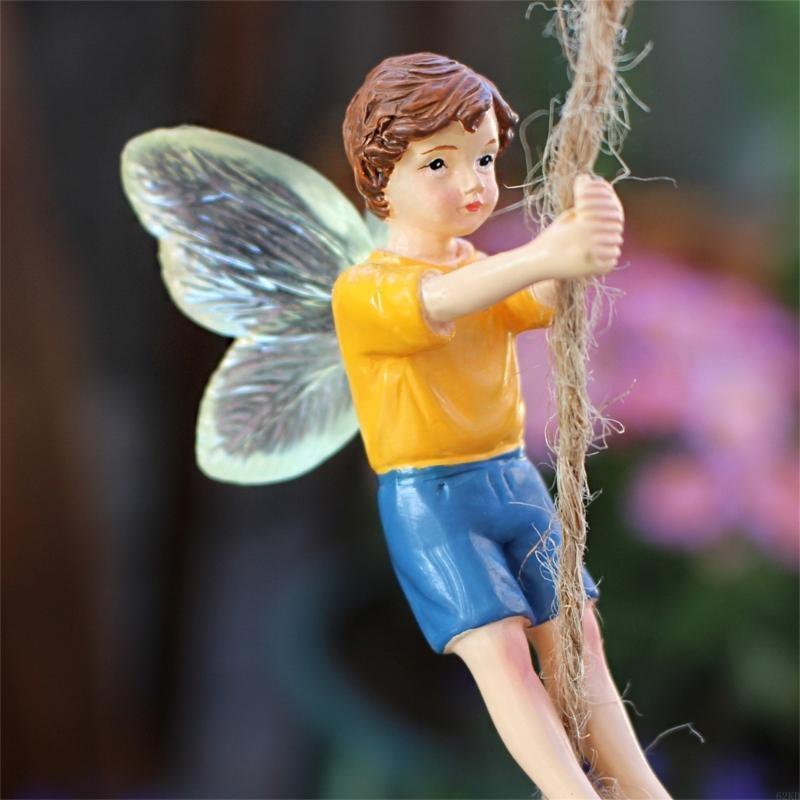 

62KD Миниатюрная фигурка феи на качелях Садовые украшения для улицы и дома CHINA