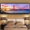 Sunsets Natural Golden Gate Bridge Coast Landscape Building Canvas Painting Posters and Print Wall Art Picture for Living Room No Frame