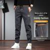 Men's Korean-Style Ice Silk Casual Sports Trousers - Spring/Autumn, Straight, Trendy, Large Size, All-Match Overalls