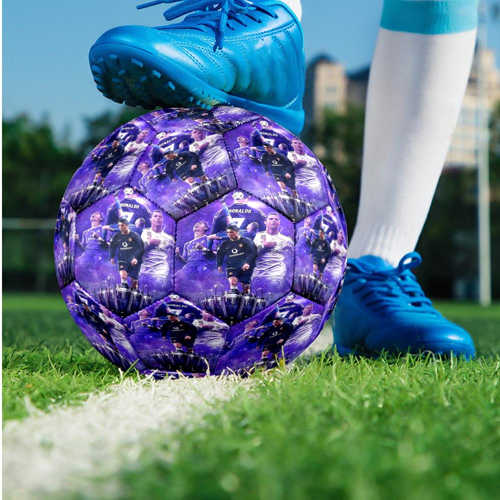 Cristiano Ronaldo Theme Soccer Ball Size 5 Soccer Ball Soft Touch Professional Training Football for Outdoor Sports