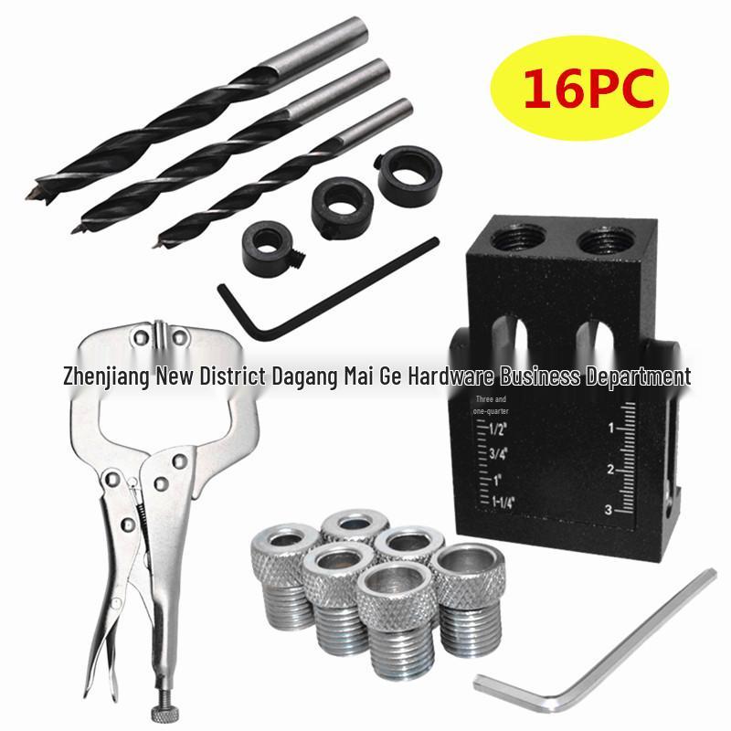 15° Angle Black Woodworking Hole Punch Locator & Oblique Hole Setter Tool for Wood Board Installation
