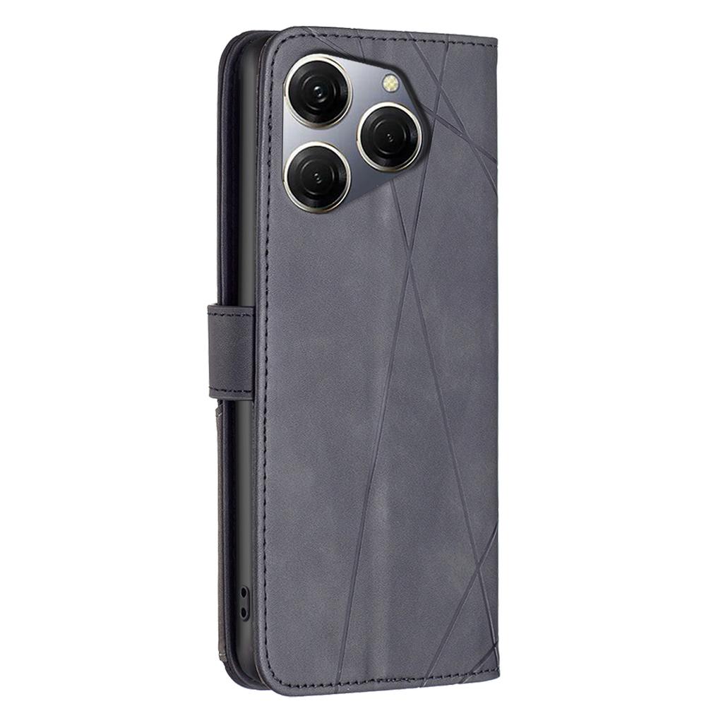 For TECNO Spark 20 Pro Phone Cases Wallet Stand Geometry Imprint Leather Cover