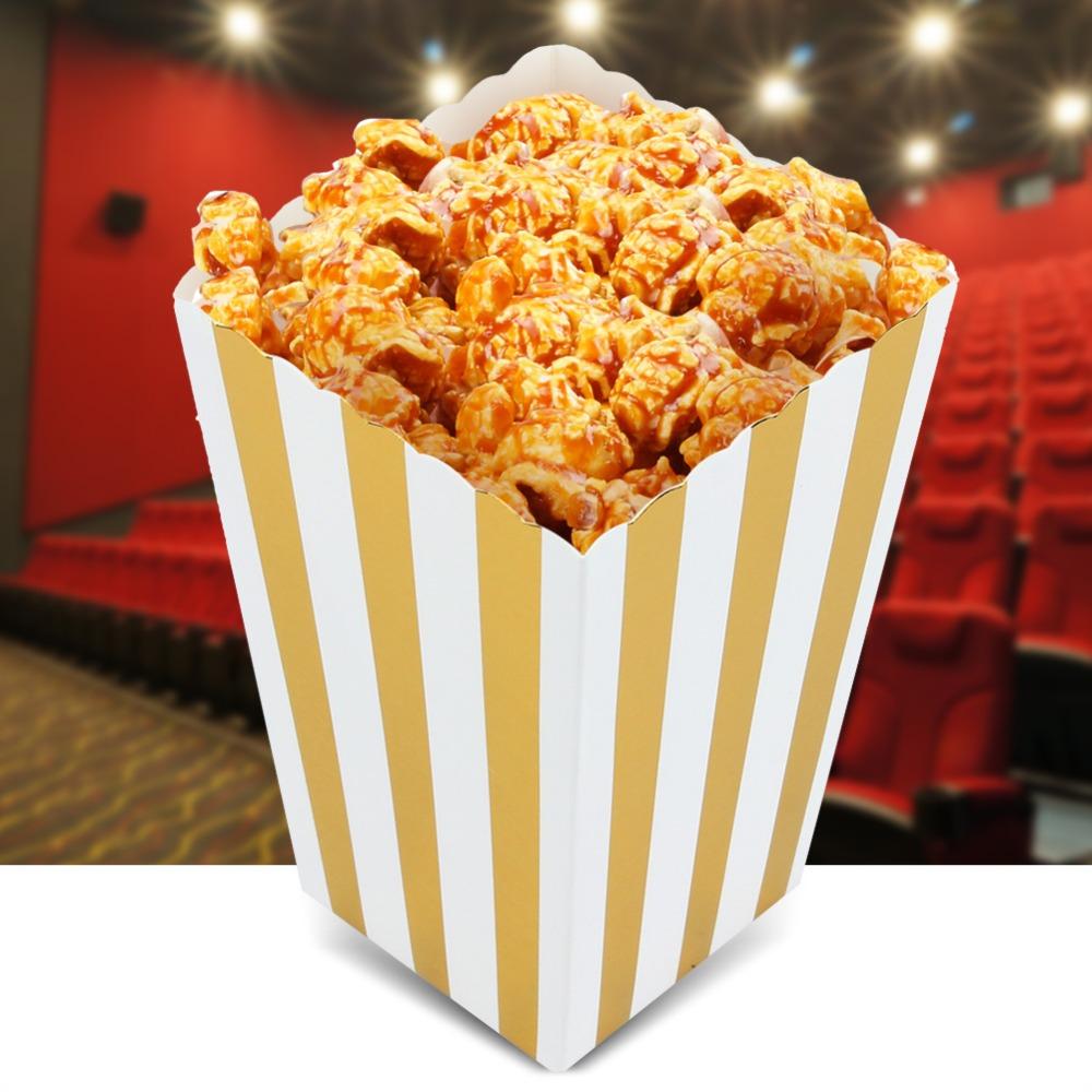 60pcs Paper Popcorn Boxes Gold Snack Containers Practical Treat Boxes Wedding Favors