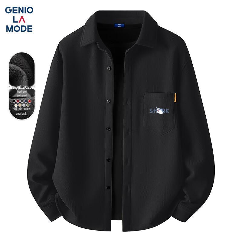 Мужская вельветовая рубашка с длинным рукавом и плюшевой подкладкой GENIOLAMODE 3XL