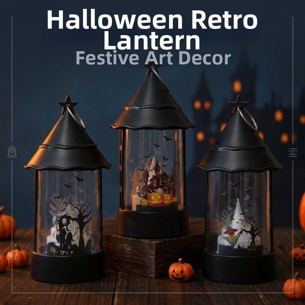 Vintage Halloween Decorative Light Portable Pumpkin Light Halloween LED Lamp Living Room Decor