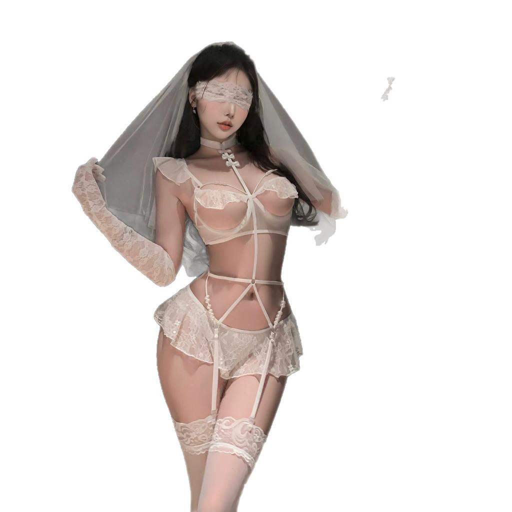 Ruo Lan Erotic Lace Bridal Lingerie Set 9235: Sexy See-through Wedding Dress Uniform