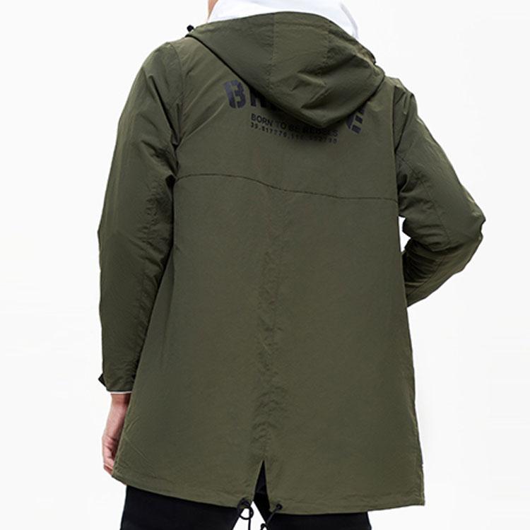 Li Ning Bad Five Basketball-Serie Einfarbige Sportjacke mit Kordelzug und Kapuze Herrenjacke Waldgrün AFDP019-1