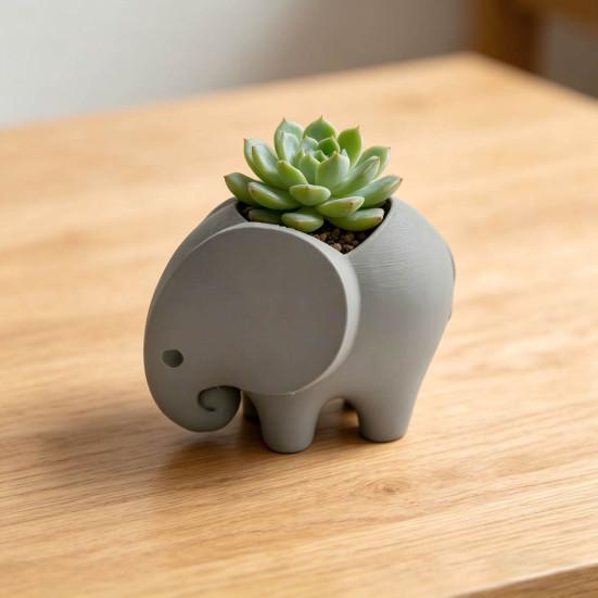 3D Printed Elephant Planter Pot, Cute Small Desktop Ornaments, Multi-Purpose Flowerpot And Pen Holder, Simple Home Office Decor