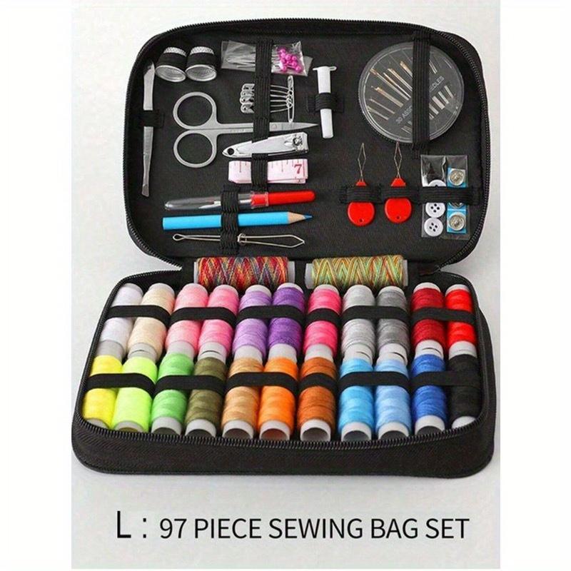 1 Set Kit di Strumenti da Cucito Portatili Neri, Strumenti per Cucito Domestico 10 Pezzi/Set Compreso Scatola per Filo, Aghi, Infila-aghi, Accessori per Cucito a Mano