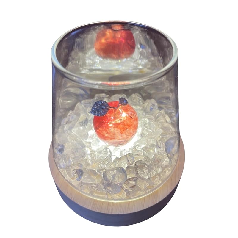 

[CrystalGlow] Shining crystal apple LED light pedestal display set crystal ripples 150 g Healing interior