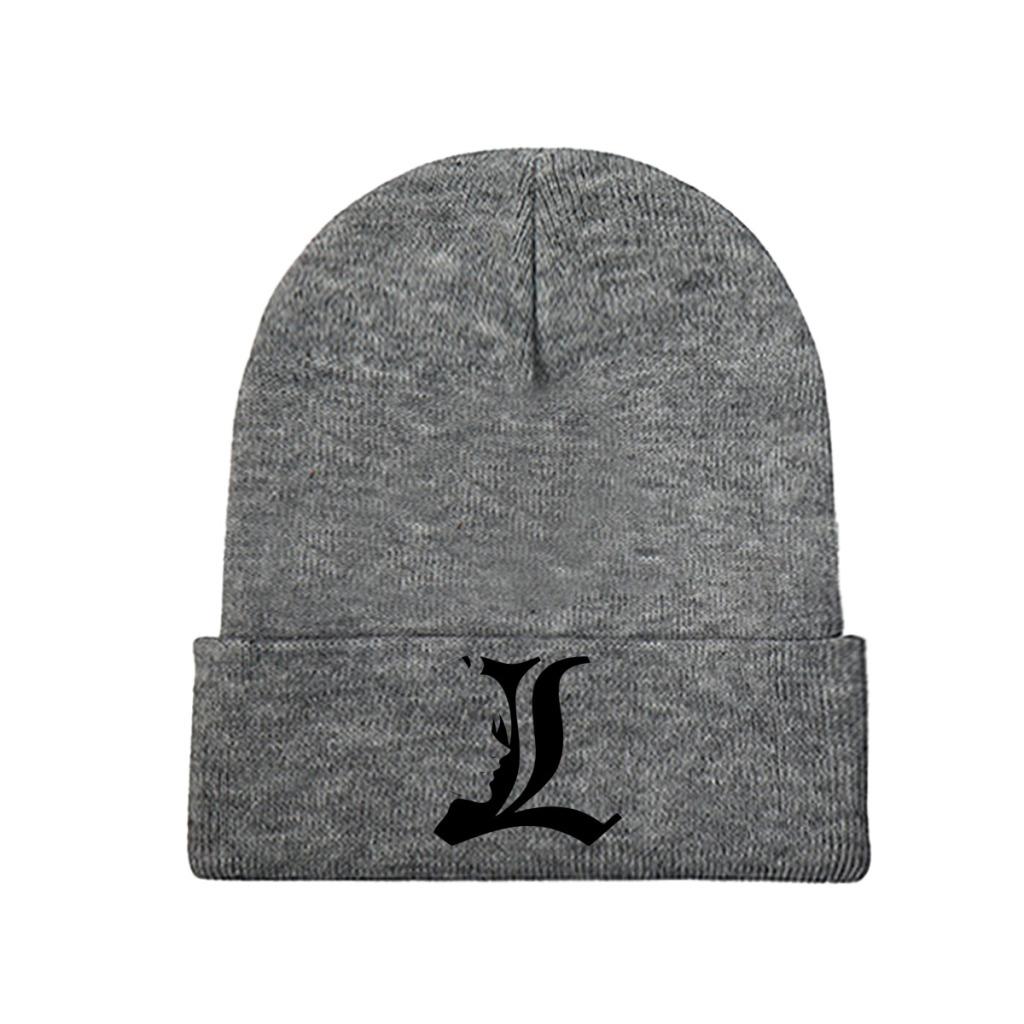 Death Note L Knitted Hat Women's Unisex's Beanies Winter Hats Polyester  Casual Caps