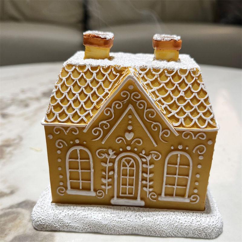 Christmas Incense Cone Resin Decorations Burner Gingerbread Cottage Festive