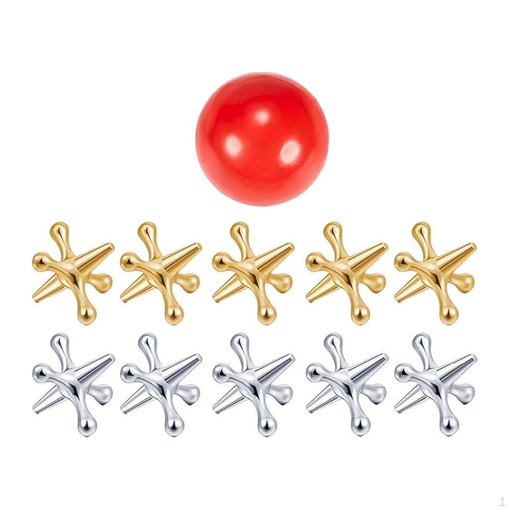 Jacks Game Set Stocking Stuffers for Kids Adults Gifts Family Night Sturdy with Balls Alloy Desktop