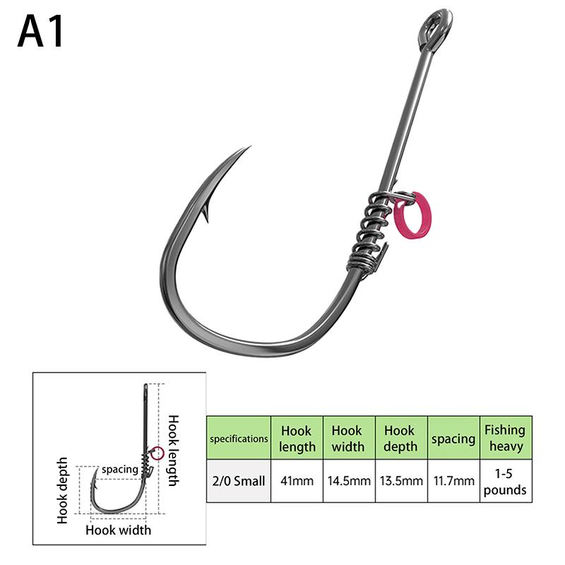 5 шт. Рыболовные крючки для ловли живой креветки, зазубренный крючок для групера с пружиной, фиксированный, для морского окуня, из углеродистой стали, острые рыболовные крючки, размер 2/0# 3/0# 4/0#