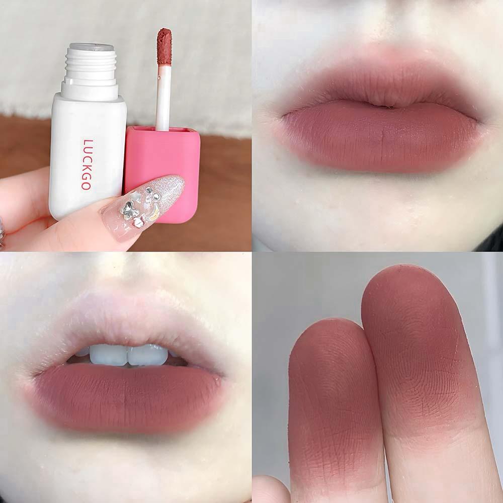 Matte Velvet Liquid Lipstick Natural Long-Lasting Low Saturation Rose Pink Lip Mud Portable Finish Smooth Peach Lip Gloss Makeup