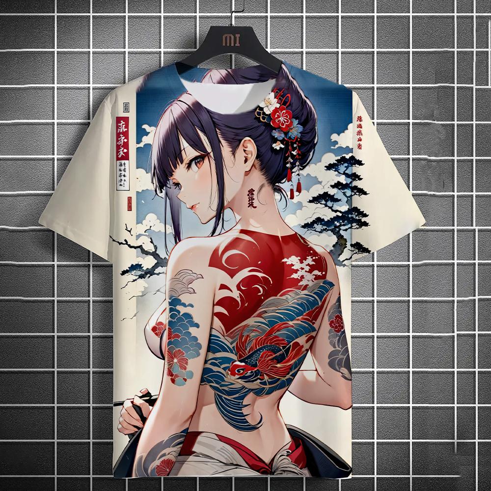 Vintage Girl Pattern Men's T-Shirt Cartoon 3d Printing T-shirt Oversized Tees For Men Bad Girl Harajuku Top Short Sleeve T Shirt