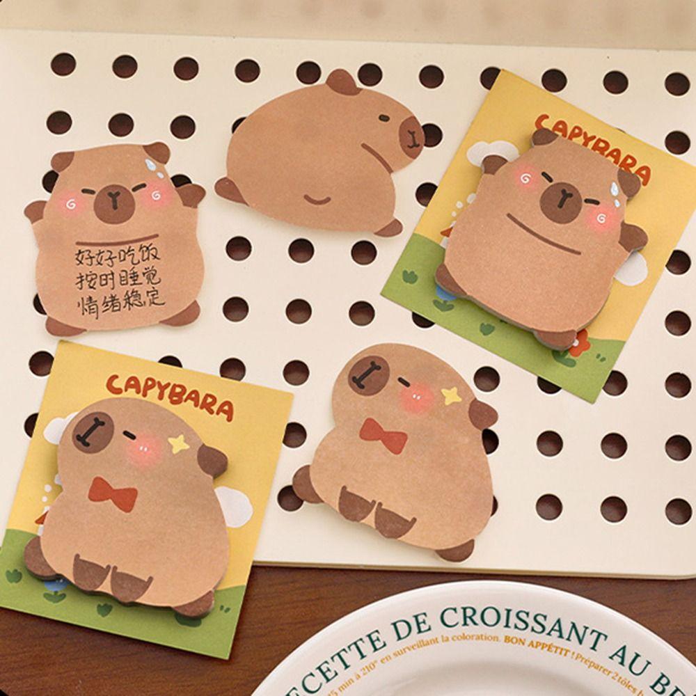 4 Pcs/Bag Durable Capybara Memo Pad Kawaii Cartoon Notepad N Times Sticky Notes  Planner