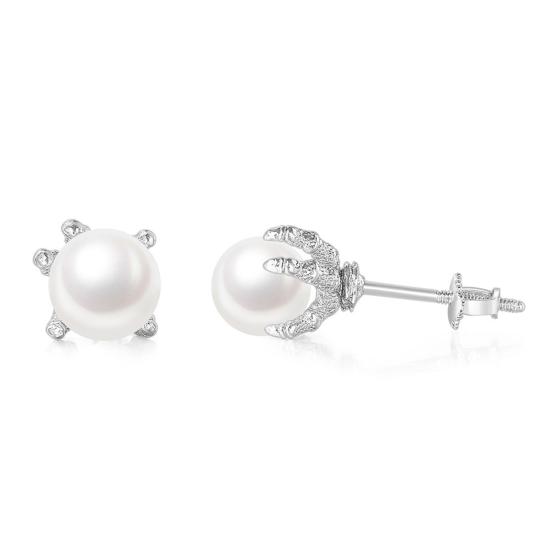 1 Pair Unisex Stud Earrings Claw Faux Pearl Jewelry Hip Hop Screw Texture Stud