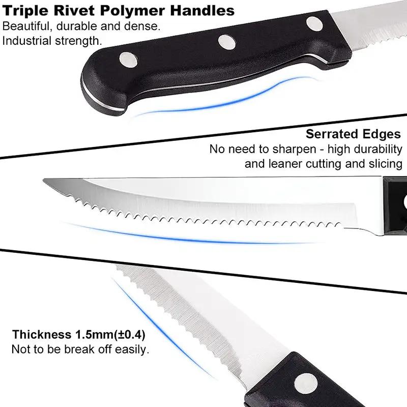 6/12Pcs-Set Steak Knives Cutlery Stainless Steel Sharp Serrated Dinner Knives Dishwasher Safe for Meat Bread Kitchen Knife