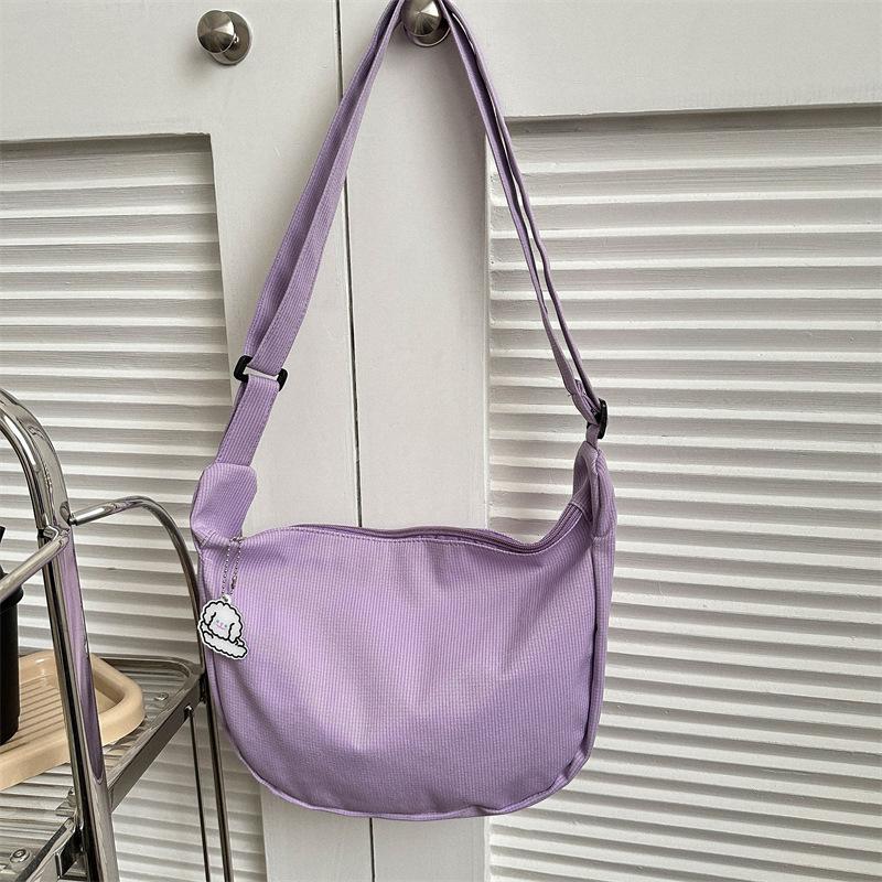 New Candy Color Waffle Art Student Versatile Simple Daily Women's Shoulder Crossbody Bag