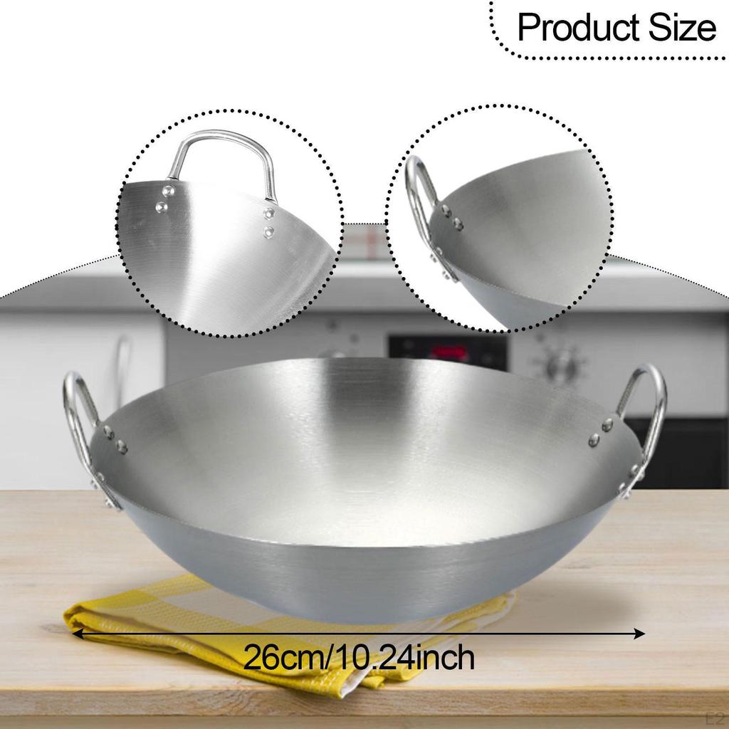Durable Stainless Steel Wok with Handles for Cooking And Frying On Gas