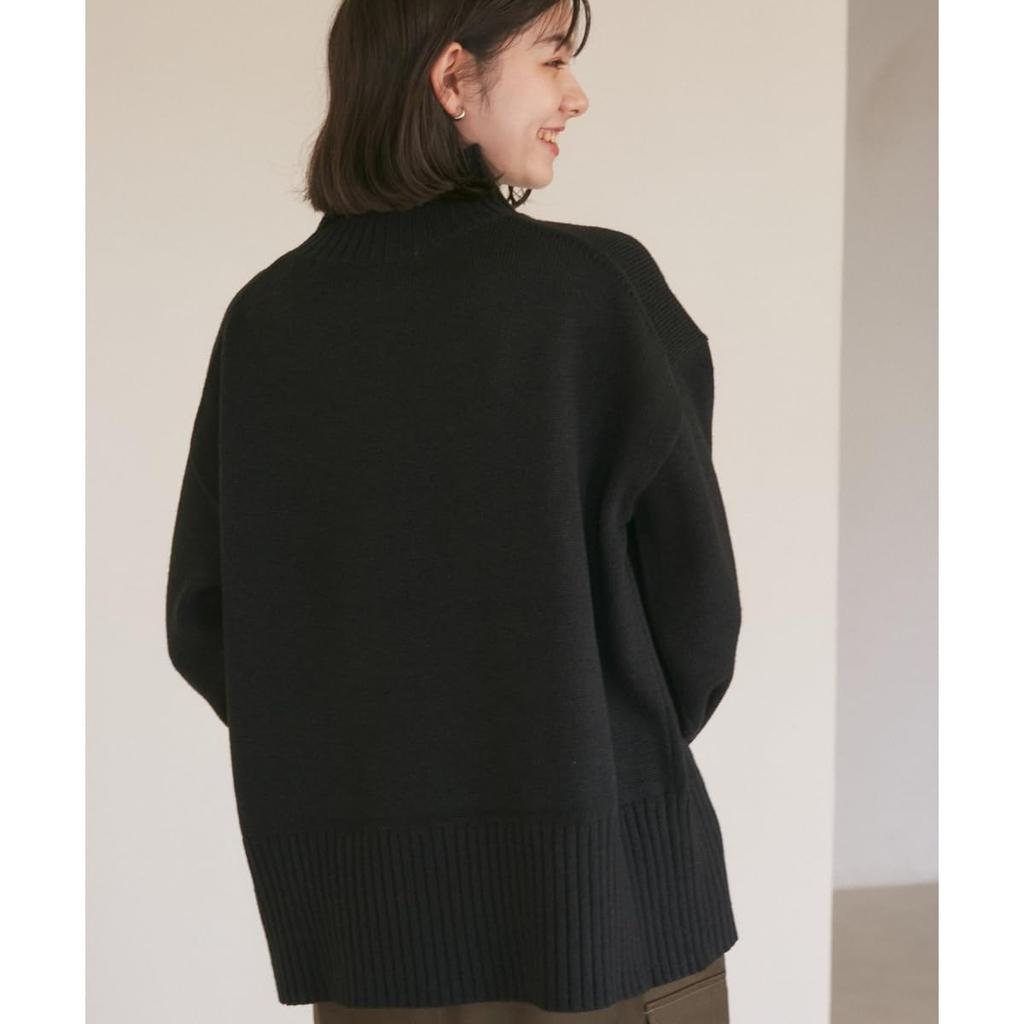 ROPE PICNIC GDM54110 Black Knit Pullover with Center Machine Perfect for Coordinating with Other Items Women's (01) Tuck, Mid-Length, Anti-Static,